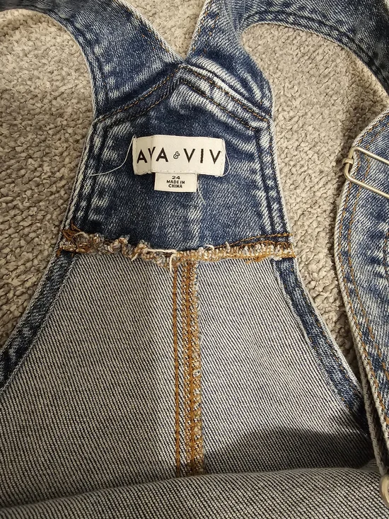 Ava & Viv Blue Denim Short Overalls - Picture 4 of 4